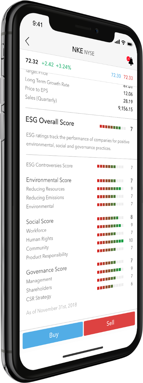 iPhone con schermata ESG di esempio